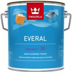 Everal Semi Matt [30]- Emalia alkidowa do malowania drewna i metalu wewnątrz i na zewnątrz pomieszczeń. BAZA A 2.7l